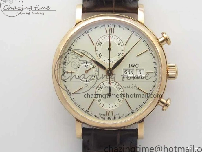 MIROTIME 0411 Efficient Portofino Chrono RG ZF 1:1 Best Edition White Dial on Brown Leather Strap A 7151